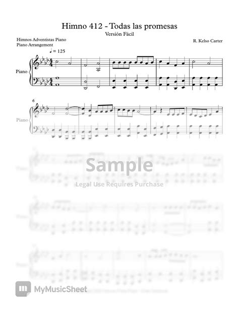 Himnario Adventista Todas las promesas Fácil Himno 412 Sheets by