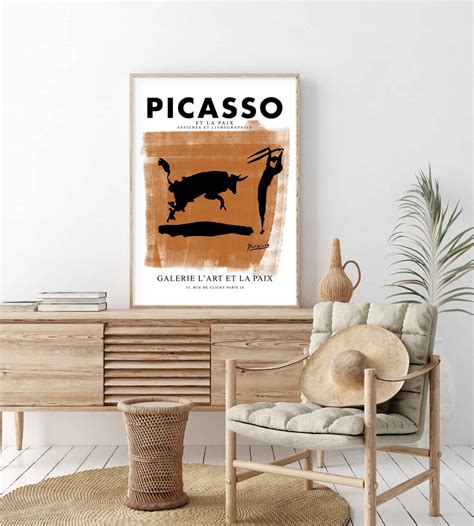 Picasso Bullfight Bull Drawing Printable Wall Art Pablo Etsy