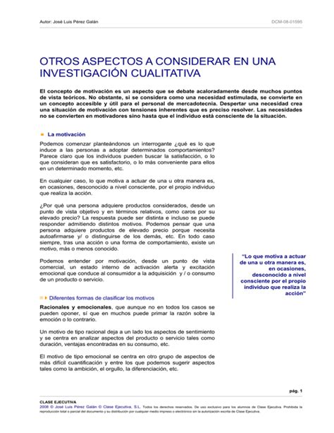 Otros Aspectos A Considerar En Una Investigaci N