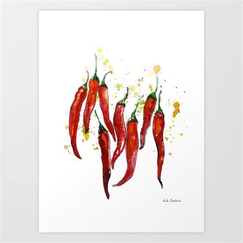 Red Chili Pepper Art Print By Liliya Kovalenko Society Art Prints