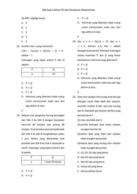 Solution Soal Penalaran Matematika Dan Pk Studypool