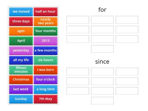 Present Perfect For I Since Ordenar Por Grupo