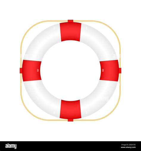 Realistic Style Lifebuoy Isolated On White Background Vector Stock