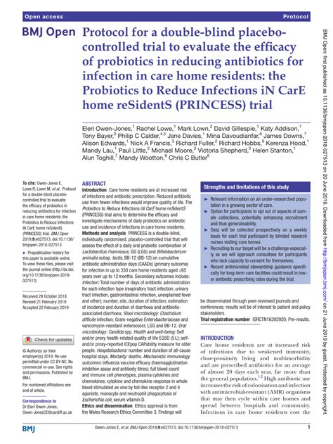 Pdf Protocol For A Double Blind Placebo Controlled Trial To Evaluate