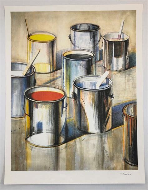 Wayne Thiebaud Paint Cans Pencil Signed Colored Print Sep 26 2020