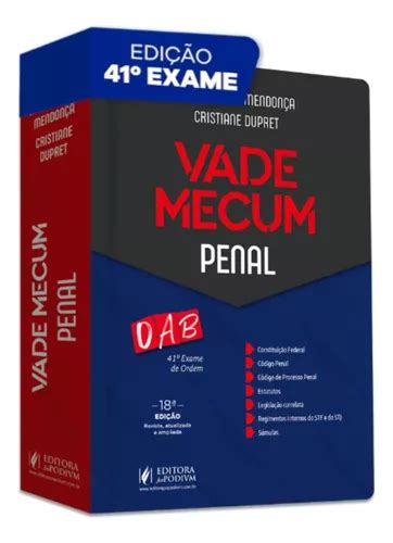 Livro Vade Mecum Penal 41 Exame De Ordem 18 Edição 2024 Frete grátis