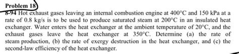 Solved Problem Hot Exhaust Gases Leaving An Chegg