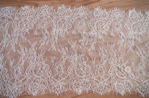 Chantilly Lace Trim With Double Eyelash Borders Ivory Eyelash Etsy