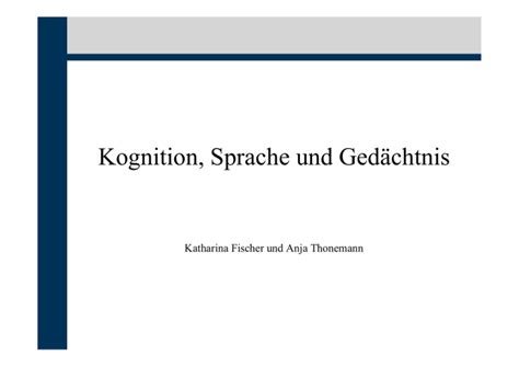 Kognition Sprache Und Ged Chtnis