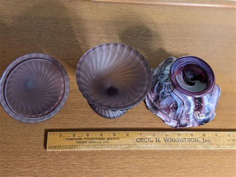 Imperial Purple Slag Glass Candy Dish And Westmoreland Dish