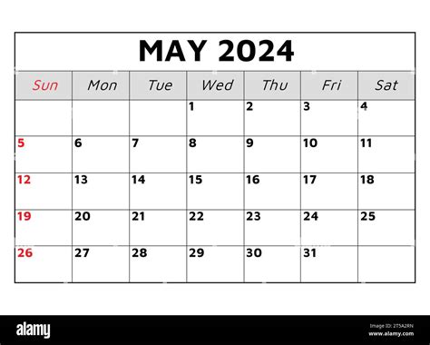 May 2024 calendar. Vector illustration. Monthly planning for your ...