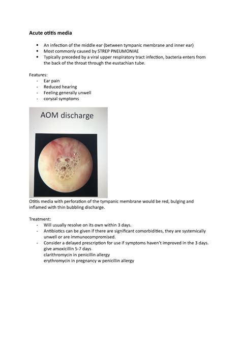 Acute Otitis Media Acute Otitis Media An Infection Of The Middle Ear