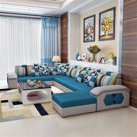 Selena Blue And Grey Modular Tufted Sectional Jubilee Furniture