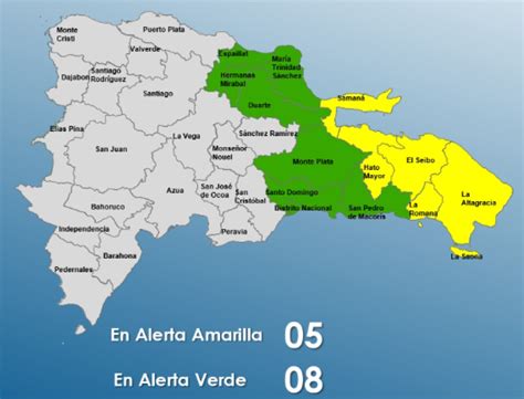 COE Cinco Provincias En Alerta Amarilla Y Ocho En Verde Ante Tormenta