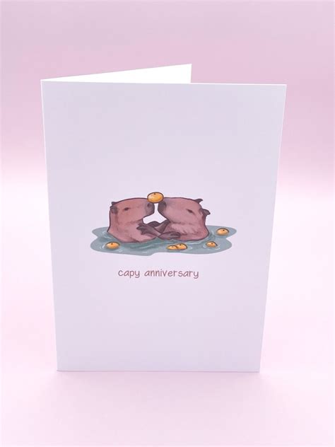 Capy Anniversary Valentines Capybara Card Cute Capybaras Valentine