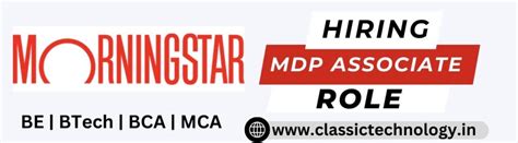 Morningstar Off Campus Drive 2023 Mdp Associate Role Apply Now Classic Technology