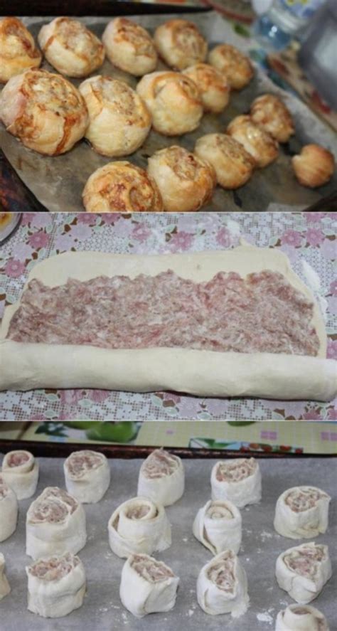 Розочки из теста с фаршем