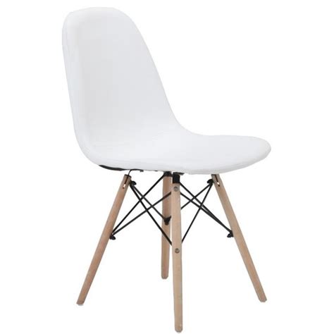 Silla Símil Cuero Blanco Y Patas De Madera 44x52x82 Cm — Qechic