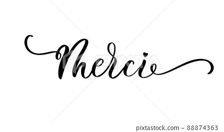 Merci Hand Lettering Inscription Label Sticker Stock Illustration