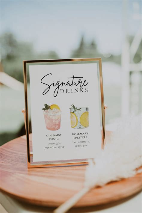 Signature Cocktail Sign Template Signature Drinks Sign - Etsy