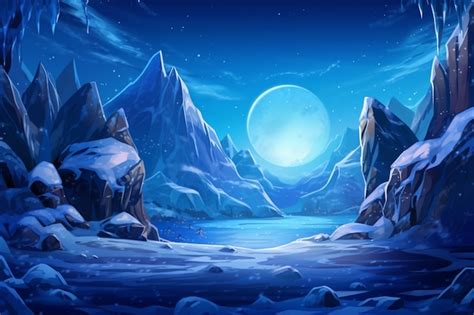 Premium Ai Image Snowy Mountain Landscape With A Frozen Lake And A