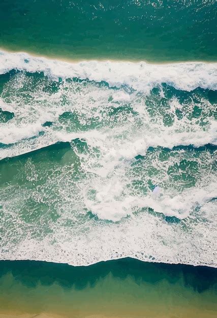 Praia e ondas de fundo acima da água do topo ataques de verão do ar