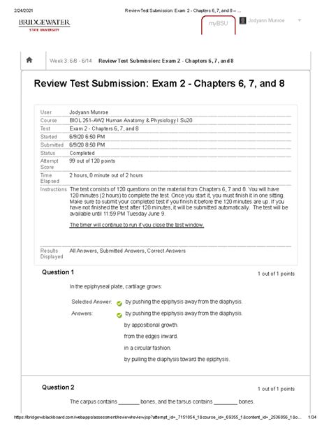 Review Test Submission Exam Chapters And Studocu