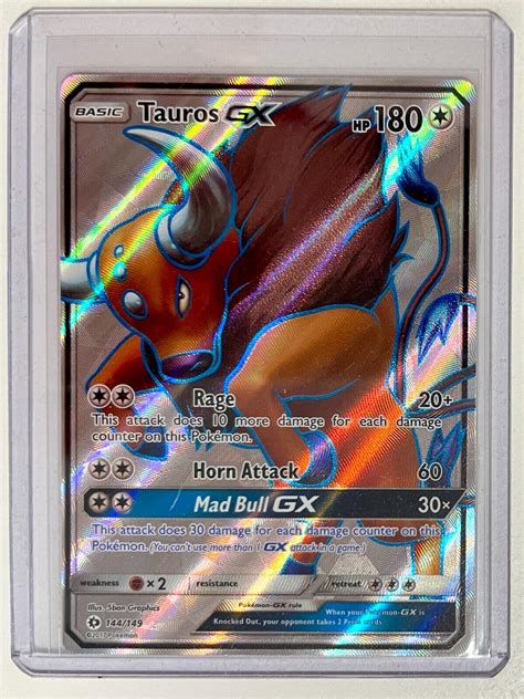 Pok Mon Tcg Tauros Gx Sun Moon Base Set Holo Full Art Ebay