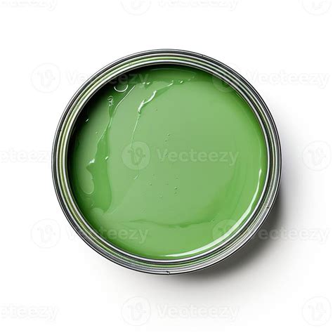 Ai Generated Green Paint Can Isolated On White Background Top View