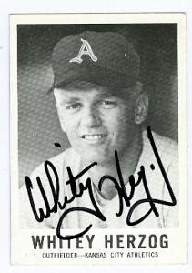 Whitey Herzog autographed baseball card (Kansas City Athletics) 1960 ...