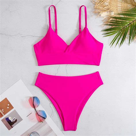 IDALL Bikini Sets Bathing Suit Women High Waisted Bikini Flat Front