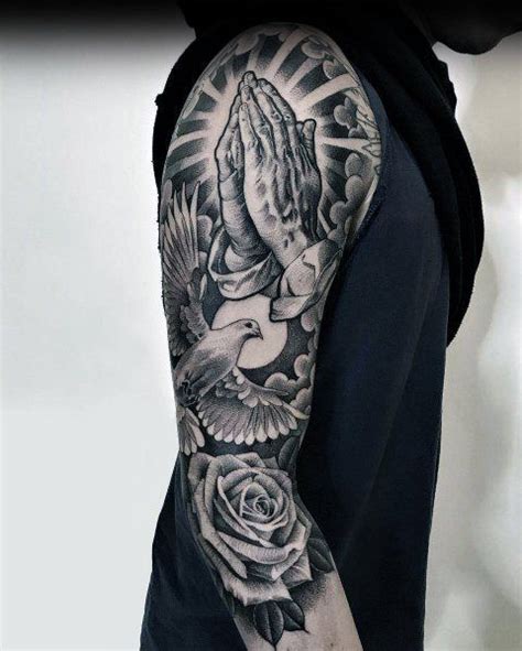 Half Sleeve Praying Hands Tattoos