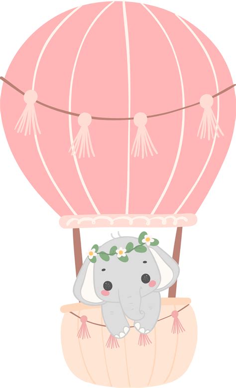 Baby Shower Elephant Cute Elephant With Hot Air Balloon 29603103 PNG