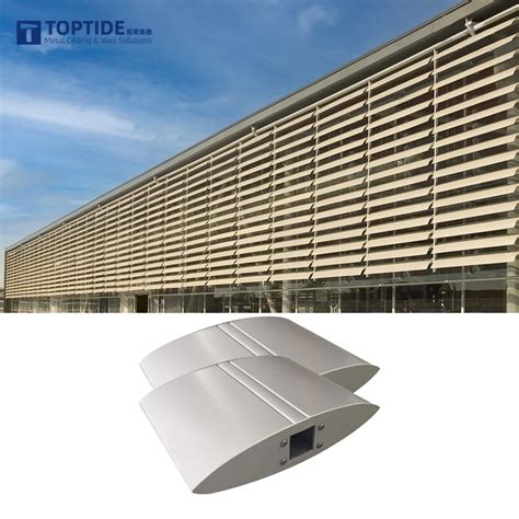 Aluminum Airfoil Louver Blades Prefabricated Fixed Sun Louvers Facade