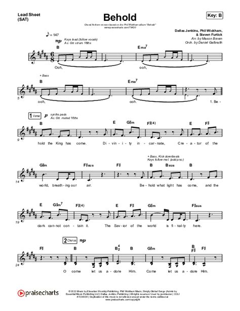 Behold Choral Anthem Satb Sheet Music Pdf Phil Wickham Anne Wilson