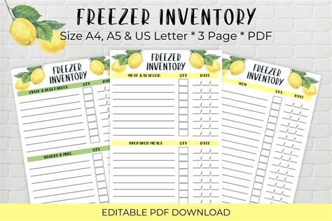 Freezer Inventory Editable Printable Afbeelding Door The Crafty Shop