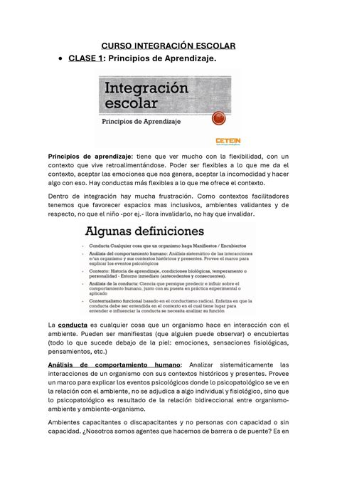 Clase Ie Curso Integracin Escolar Clase Principios De