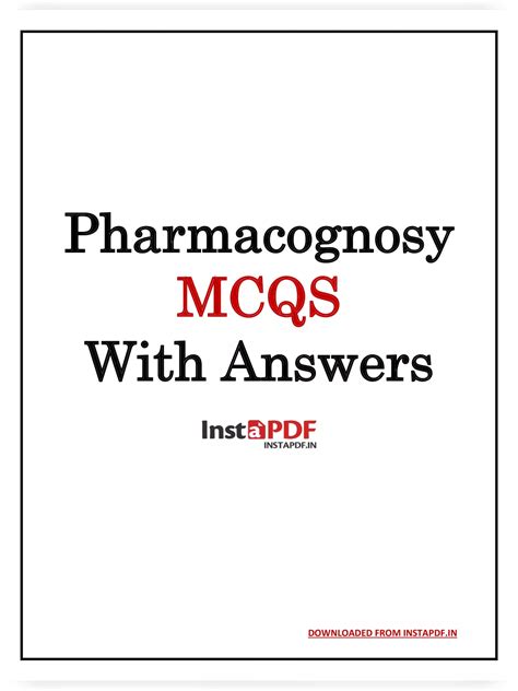 Pharmacognosy Mcqs With Answers Pdf Instapdf