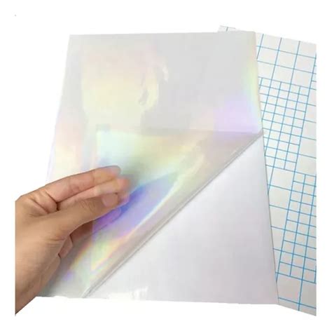 Papel Adesivo Holográfico Vinil Clear Transparente A4 50fls