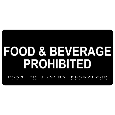 Ada Food And Beverage Prohibited Braille Sign Rsme 355whtonblk