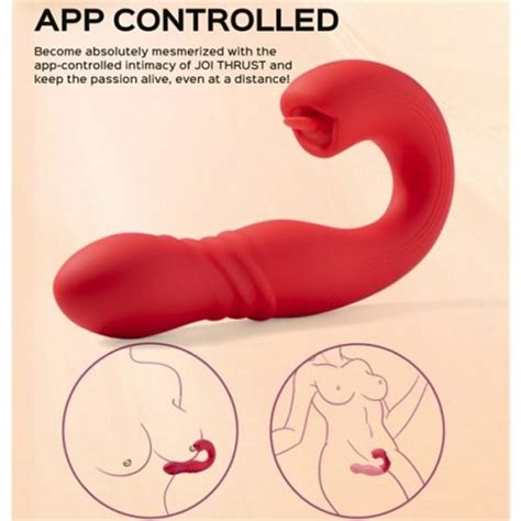 Joi App Controlled Thrusting G Spot Vibrator And Clit Licker Red Sex Toys And Adult Novelties