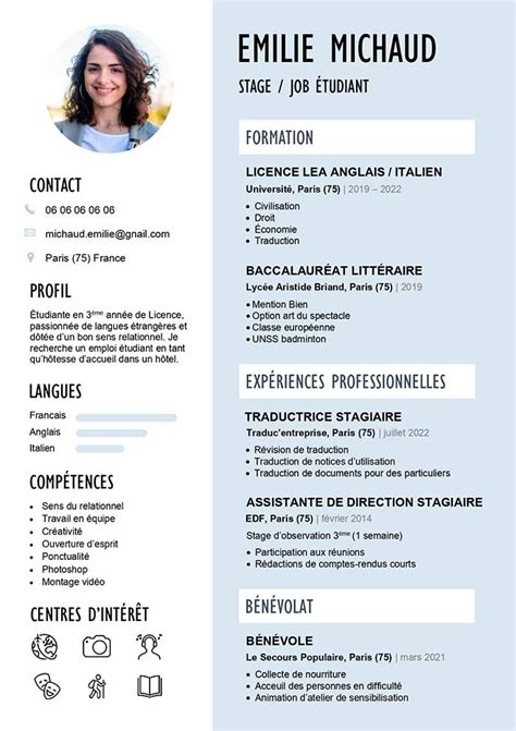 Quoi Mettre Dans Un Cv étudiant Curriculum Vitae Template