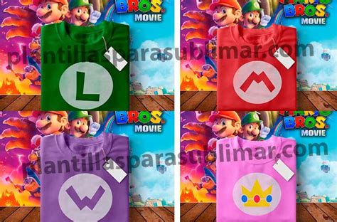 Mario Bros Iniciales Tirantes Playera Png Plantillas Para Sublimar