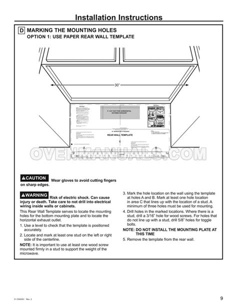 GE JVM3160RFSS Microwave Oven Installation Instructions