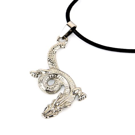 Pendentif Acier Dragon Collier Cordon Noir Homme Cosa Bijoux