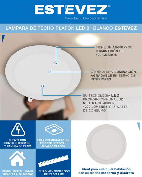 LÁMPARA PLAFÓN DE TECHO LED 8 PULGADAS BLANCO The Home Depot México