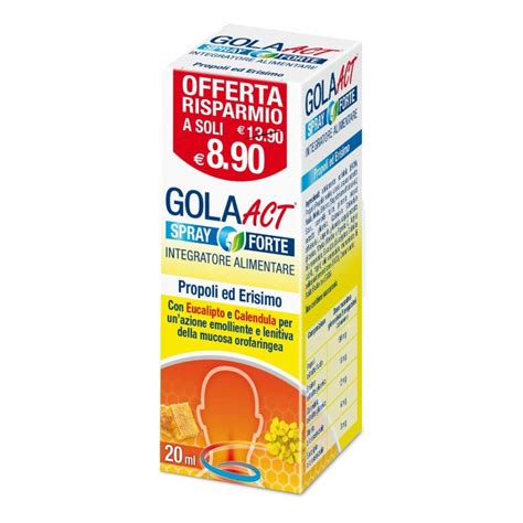 Gola Act Spray Forte Propoli Erisimo Protezione Della Gola 20 Ml