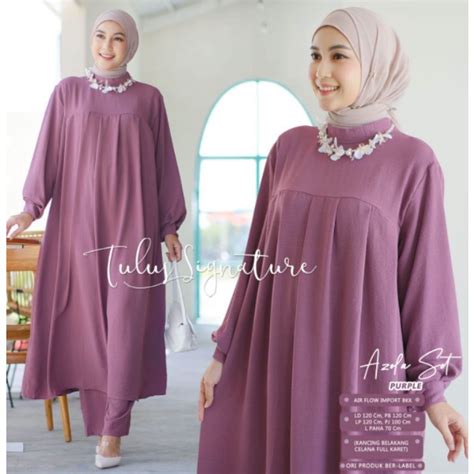 Jual Azola Set Long Tunik Jumbo Crinkle Airflow Ld Setelan Azola