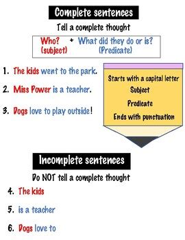 Complete Or Incomplete Sentences