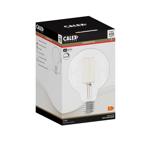 Calex E Led Filament Globe Mm Clear W Dimbaar Mooielampen